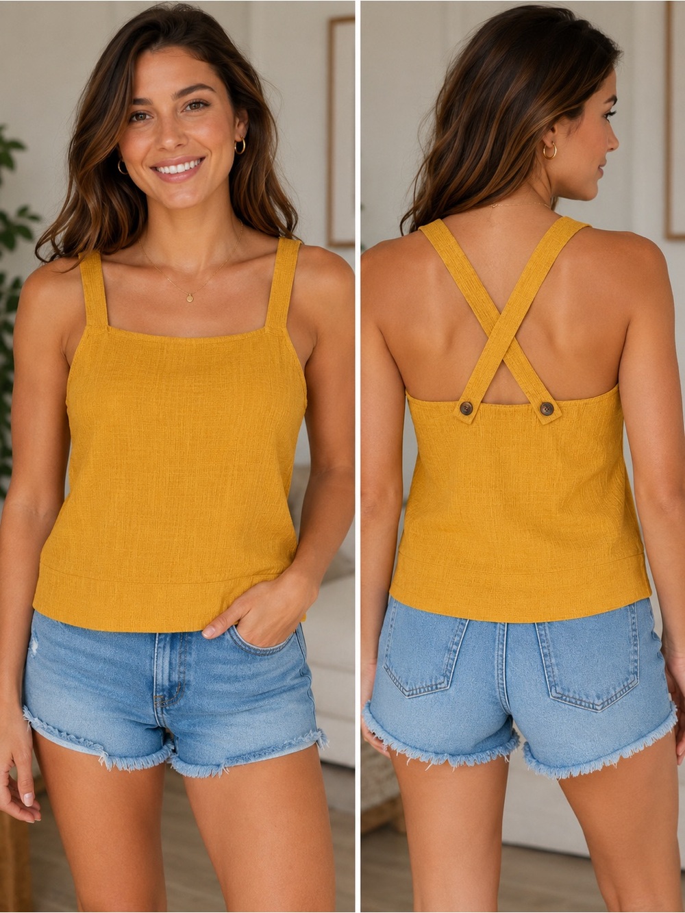 Madewell Texture-Weave Square Neck Camisole Tank Top Size XS